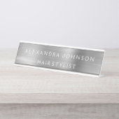 Porte-nom Pour Bureau Luxe Silver Foil Entreprise moderne (Devant)