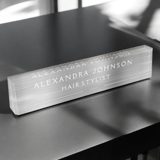Porte-nom Pour Bureau Luxe Silver Foil Moderne