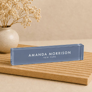 Porte-nom Pour Bureau Luxueux Minimaliste Bleu Ardoise