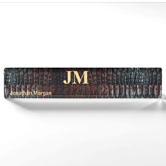 Porte-nom Pour Bureau Luxury Executive Monogram Premium Leather  (Devant)