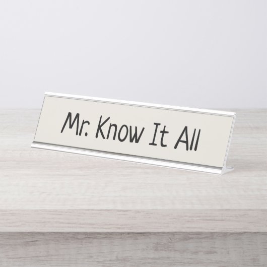 Porte-nom Pour Bureau M. Know It All (Devant)