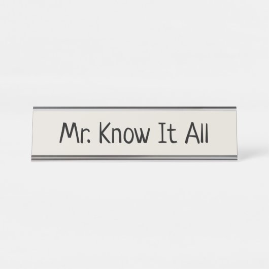 Porte-nom Pour Bureau M. Know It All (Devant)