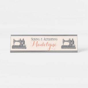 Porte-nom Pour Bureau Machine à coudre vintage sur mesure Seamstress