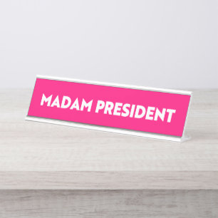 Porte-nom Pour Bureau Madame la Présidente, typographie moderne et audac