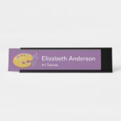 Porte-nom Pour Bureau Magnifique professeur d'art violet et blanc (Devant)