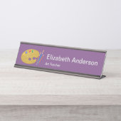 Porte-nom Pour Bureau Magnifique professeur d'art violet et blanc (Devant)