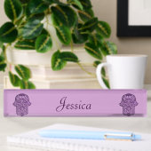 Porte-nom Pour Bureau Main de henné de Hamsa (violet)