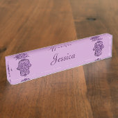Porte-nom Pour Bureau Main de henné de Hamsa (violet) (Taille)