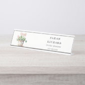 Porte-nom Pour Bureau Maison Florale en pots Plante Aquarelle Botanique (Devant)