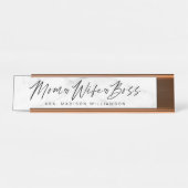 Porte-nom Pour Bureau Maman, Femme, Boss Brosse tendance Script & Marbre (Devant)