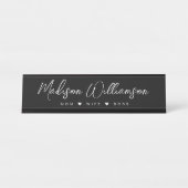 Porte-nom Pour Bureau Maman, Femme, Patron Trendy Brush Script Noir (Devant)