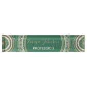 Porte-nom Pour Bureau Mandala géométrique moderne vert or (Devant)