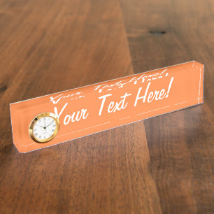 Porte-nom Pour Bureau Mango Orange Color Background ready to customize
