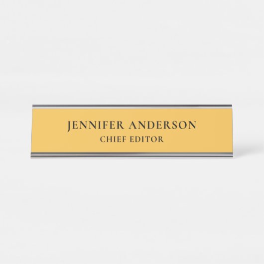 Porte-nom Pour Bureau Mango Yellow Professional Modern Plain Minimalist (Devant)