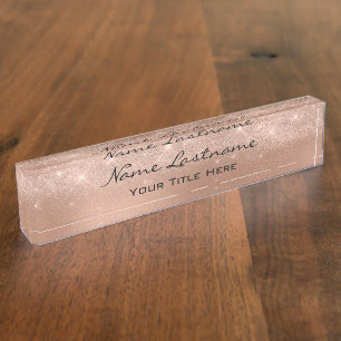 Porte-nom Pour Bureau Maquillage Rose Estheticicie Beauty Studio Cuivre