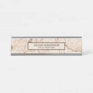 Porte-nom Pour Bureau Marbre beige Grain Brown