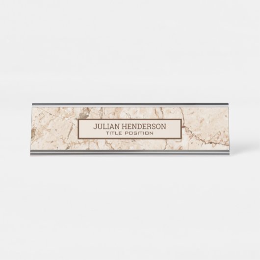 Porte-nom Pour Bureau Marbre beige Grain Brown (Devant)