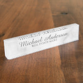 Porte-nom Pour Bureau Marbre blanc élégant chic (Taille)