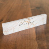 Porte-nom Pour Bureau Marbre blanc et or Marbre professionnel (Taille)