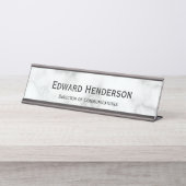 Porte-nom Pour Bureau Marbre blanc Faux (Devant)