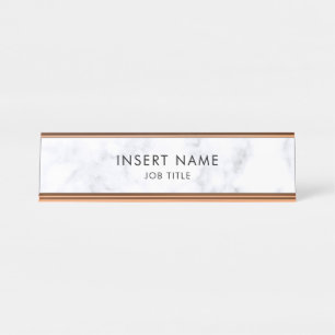 Porte-nom Pour Bureau Marbre blanc minimaliste professionnel