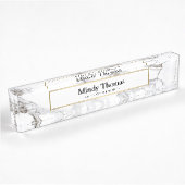 Porte-nom Pour Bureau Marbre blanc moderne Faux Gold Frame