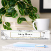 Porte-nom Pour Bureau Marbre blanc moderne Faux Gold Frame