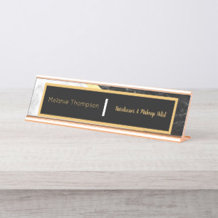Porte-nom Pour Bureau Marbre blanc moderne noir élégant et tendance Sc