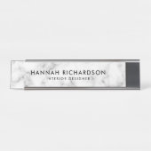 Porte-nom Pour Bureau Marbre blanc moderne | Personnalisé (Devant)