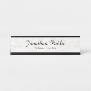 Porte-nom Pour Bureau Marbre blanc personnalisé Moderne Élégant Professi