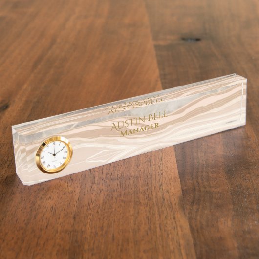 Porte-nom Pour Bureau Marbre Brown personnalisé (Taille)