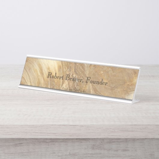 Porte-nom Pour Bureau Marbre crème (Devant)