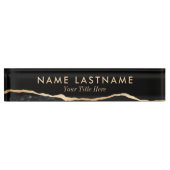 Porte-nom Pour Bureau Marbre d'Agate d'Or Noir Moderne (Devant)