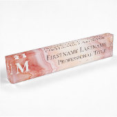Porte-nom Pour Bureau Marbre Élégant Monogramme