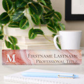 Porte-nom Pour Bureau Marbre Élégant Monogramme