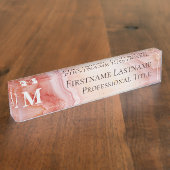 Porte-nom Pour Bureau Marbre Élégant Monogramme (Taille)