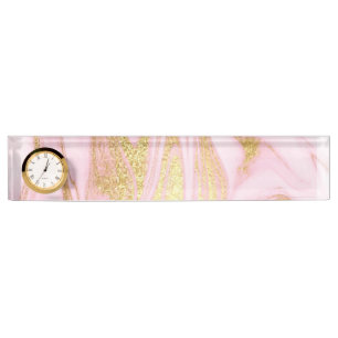 Porte-nom Pour Bureau Marbre et Paillettes