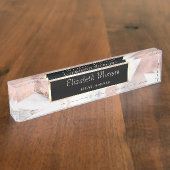 Porte-nom Pour Bureau Marbre géométrique Rose or tendance (Taille)