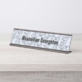 Porte-nom Pour Bureau Marbre gris argent Faux - Neutre pour n'importe qu (Devant)