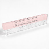 Porte-nom Pour Bureau Marbre gris blanc rose pâle Élégant Script