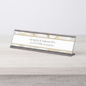 Porte-nom Pour Bureau Marbre gris doré professionnel (Devant)