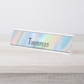 Porte-nom Pour Bureau Marbre liquide holographique moderne (Devant)