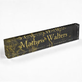 Porte-nom Pour Bureau Marbre noir avec Gold Custom