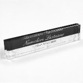 Porte-nom Pour Bureau Marbre noir blanc élégant Script élégant