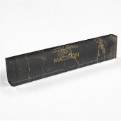 Porte-nom Pour Bureau Marbre noir d'or