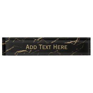Porte-nom Pour Bureau Marbre noir et or