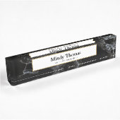 Porte-nom Pour Bureau Marbre noir moderne Faux Gold Frame