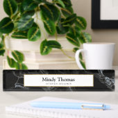 Porte-nom Pour Bureau Marbre noir moderne Faux Gold Frame