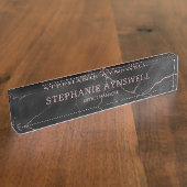 Porte-nom Pour Bureau Marbre noir Rose or sophistiqué (Taille)
