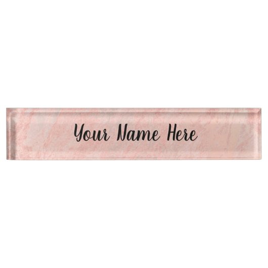 Porte-nom Pour Bureau Marbre or rose (Devant)